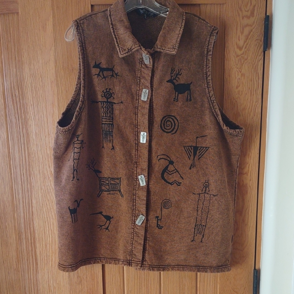 Vest With Petroglyph Designs